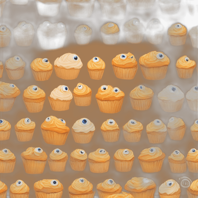 orange cupcake with eyes emoji