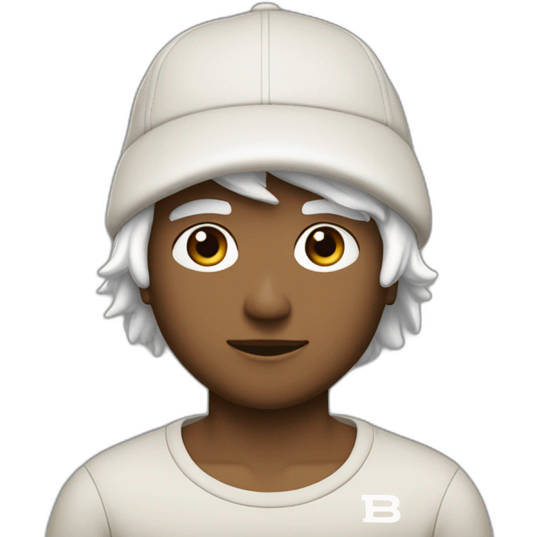 guy with burberry cap nike sweat skin white hair mid long black emoji