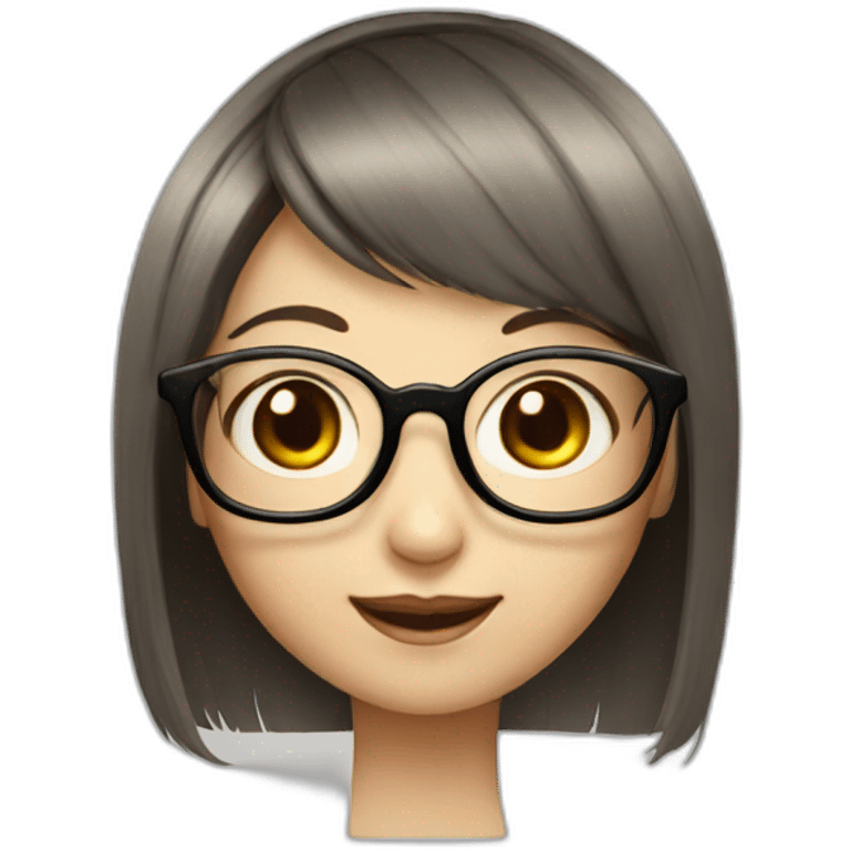 Chinese big eyes girl with big smile and glasses emoji