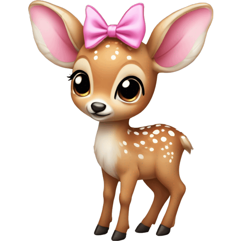 baby deer with fairy wings and a pink bow around its neck  emoji