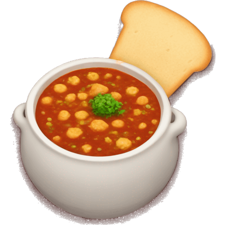 A red gravy containing sprouts called misal with 2 bread and a papad emoji