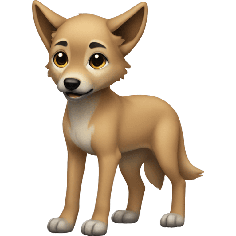 4 very short legs a light brown puppy-like wolf with black ears emoji