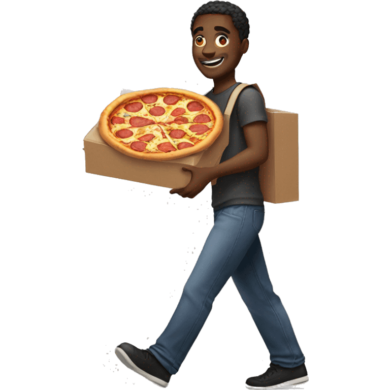 black man carrying a pizza box emoji