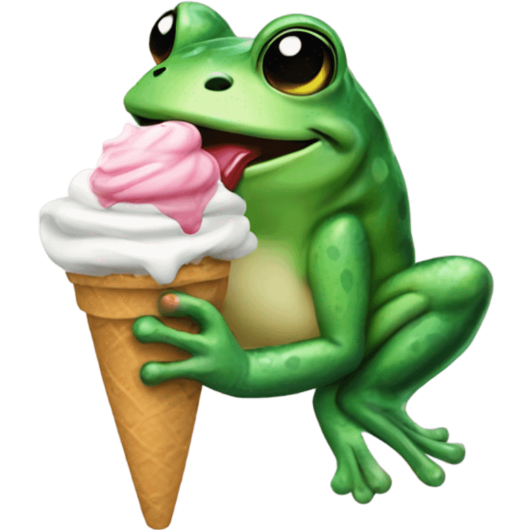 Frog eating ice cream emoji