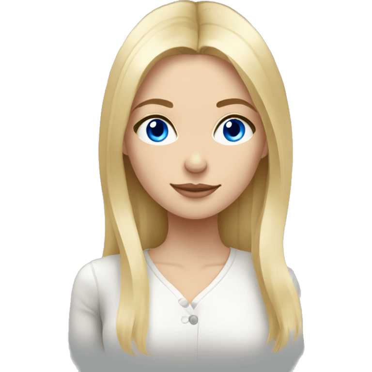 blonde with blue eyes, shoulder length hair, russian girl emoji