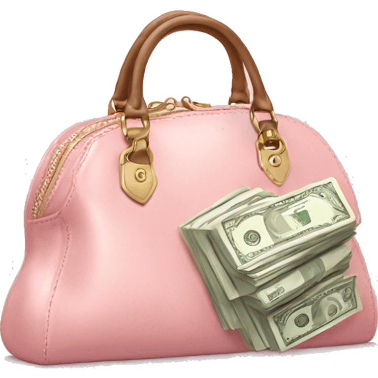 Light pink purse filled with money  emoji