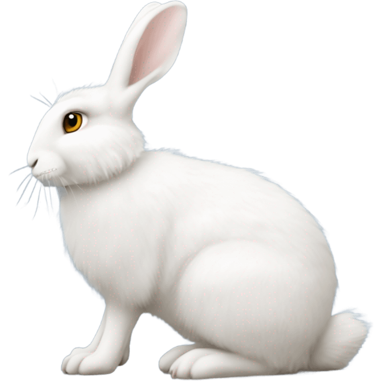 white hare round body sitting down no feet very fluffy side view full body emoji