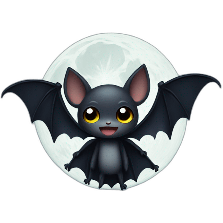 dark baby bat wings in front of full moon emoji