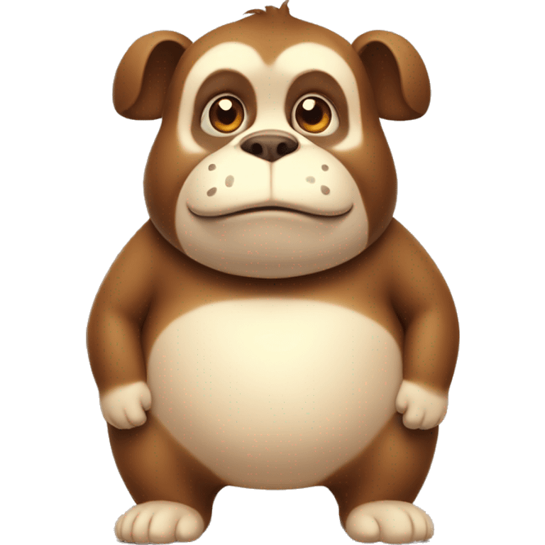 chubby monkey dog with a belly emoji