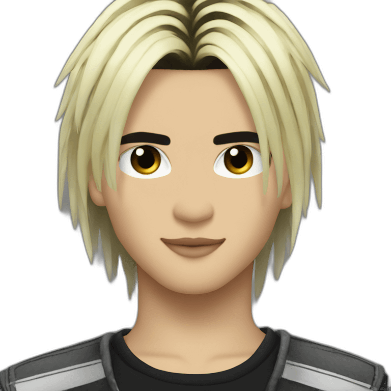 Bill Kaulitz black hair down with blonde highlights emo emoji