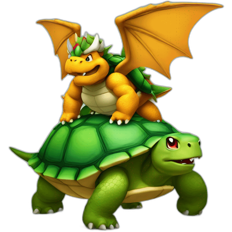 Bowser with wings flying on a turtle's back emoji