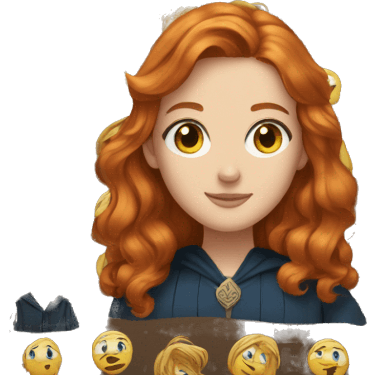 Pretty Redhead woman with blue eyes in hufflepuff robes emoji