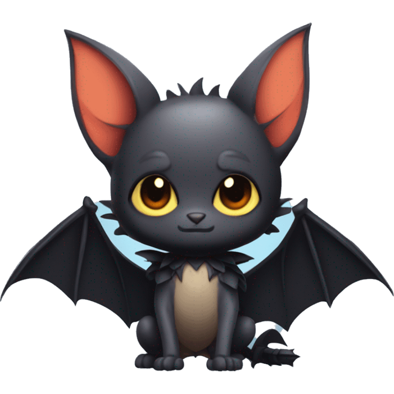  Kawaii Edgy Cool Beautiful Bat-Nargacuga-Litten with big Bat Ears full body emoji