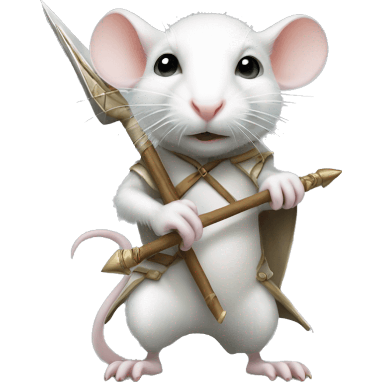 White Rat holding a spear while standing on 2 feet emoji