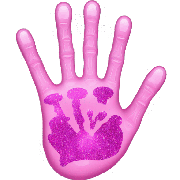 Pink hand xray with glitter  emoji