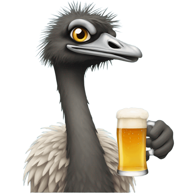 emu holding a beer emoji