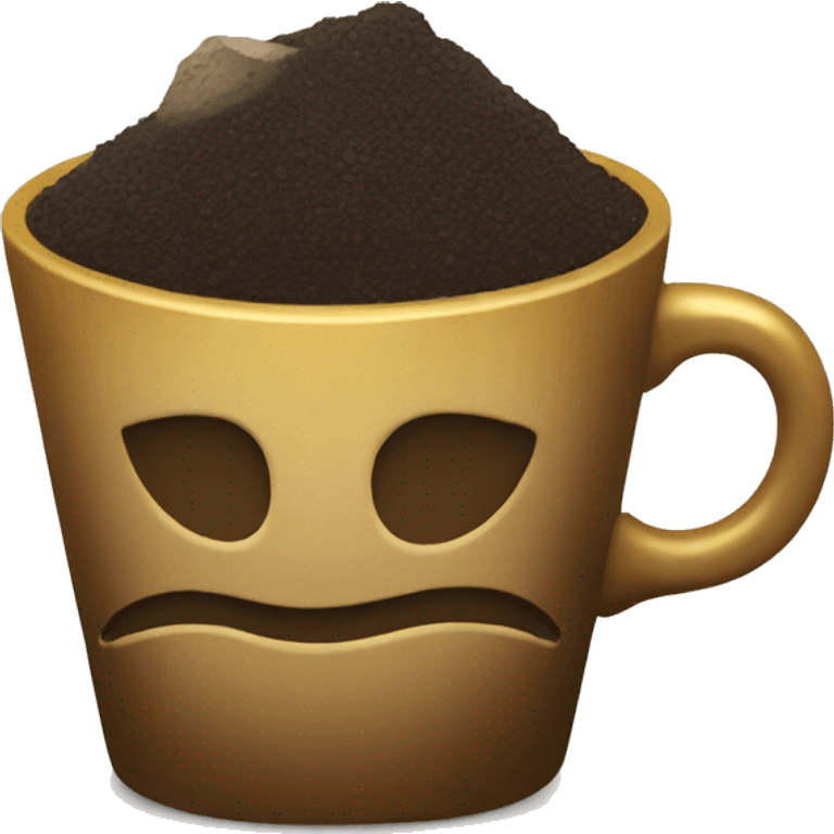 A little cup of dirt with a piece of gold buried in it. emoji