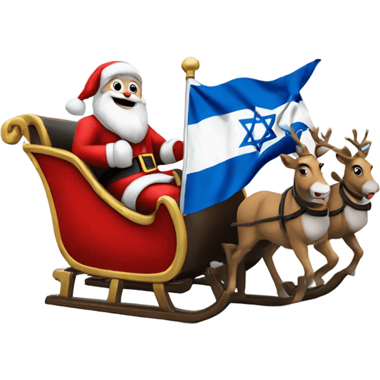 Santa Claus on his sleigh with a ln Israeli flag  emoji