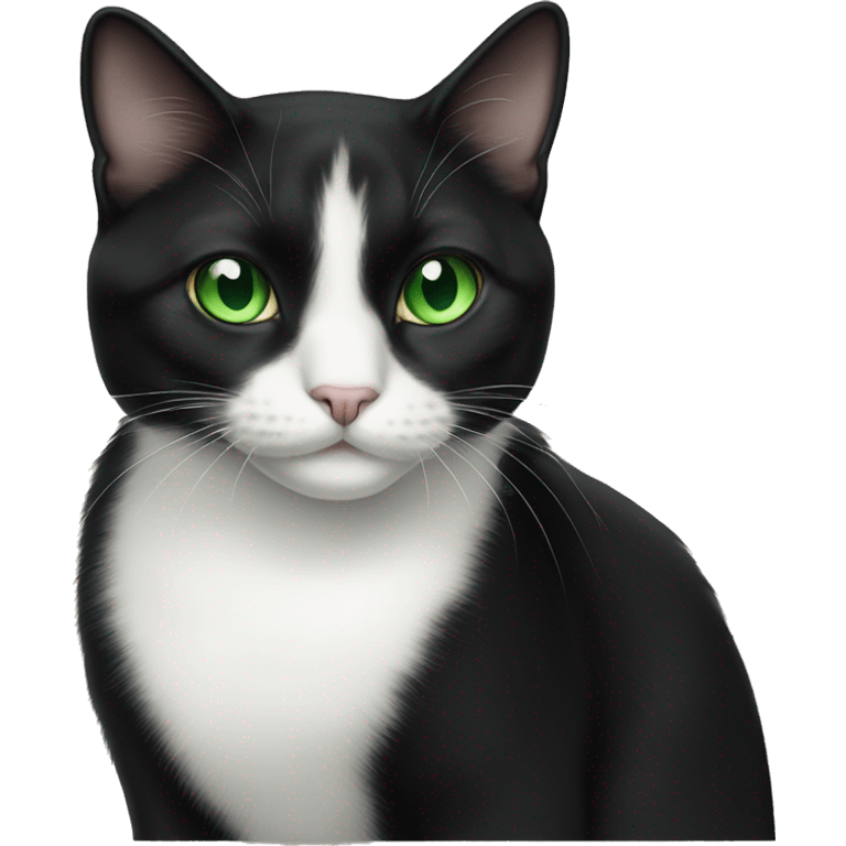 Tuxedo cat with green eyes emoji