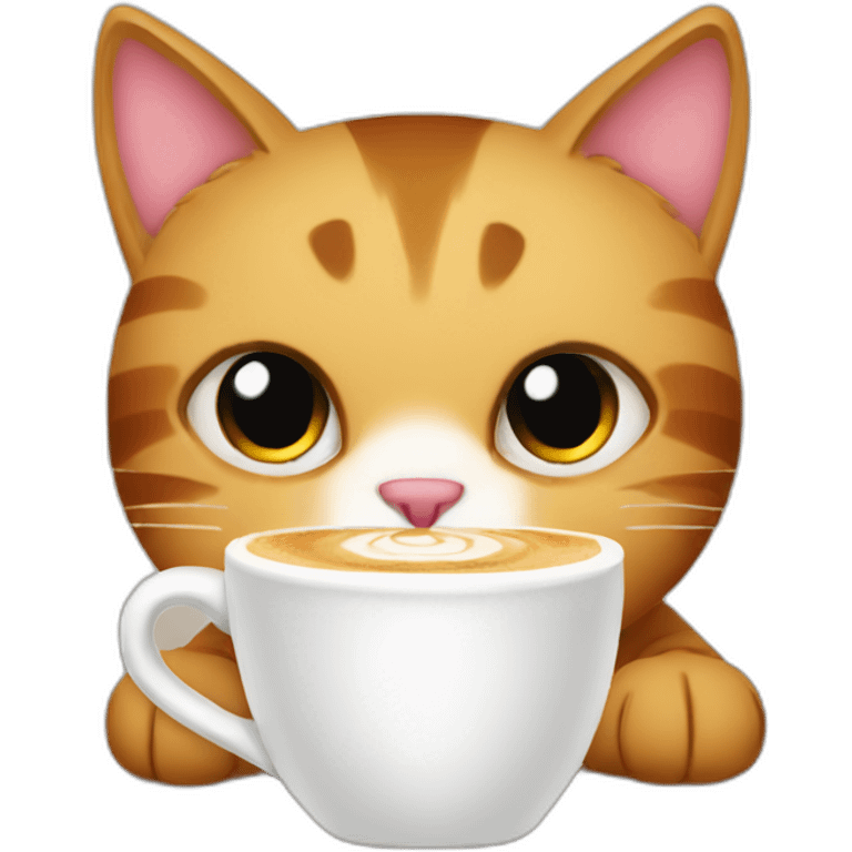 cat drinking cappucino emoji