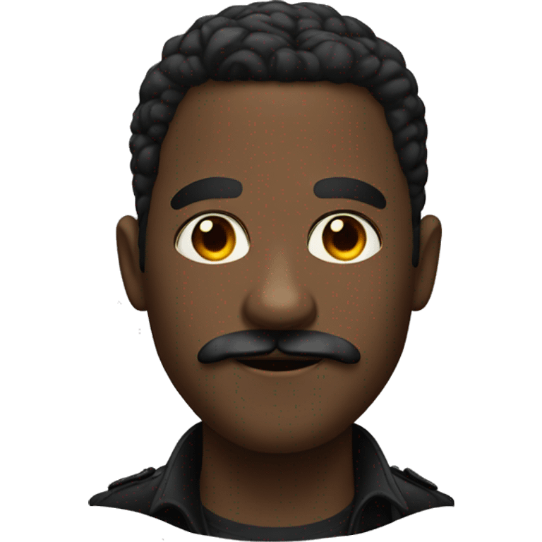 black man with a mustache and nose ring dressed in black as a detective emoji