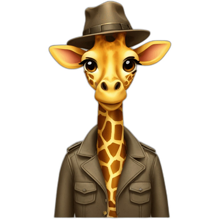 Giraffe with hat and jacket emoji