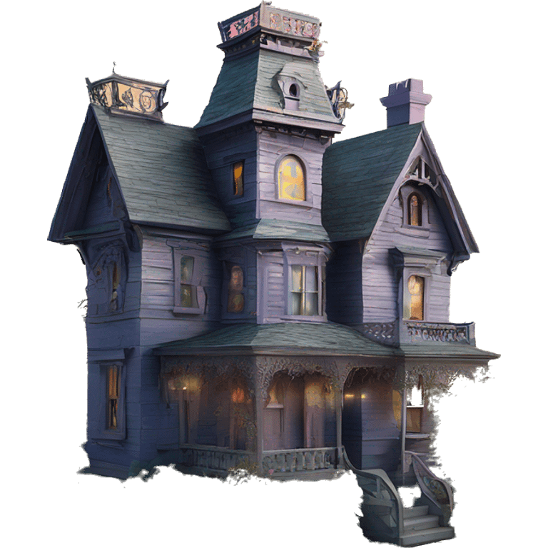 Barbie’s Queen Anne Victorian haunted overgrown house birdhouse  emoji