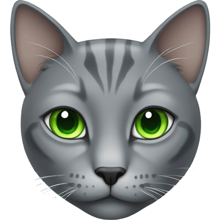 Grey cat with green eyes emoji