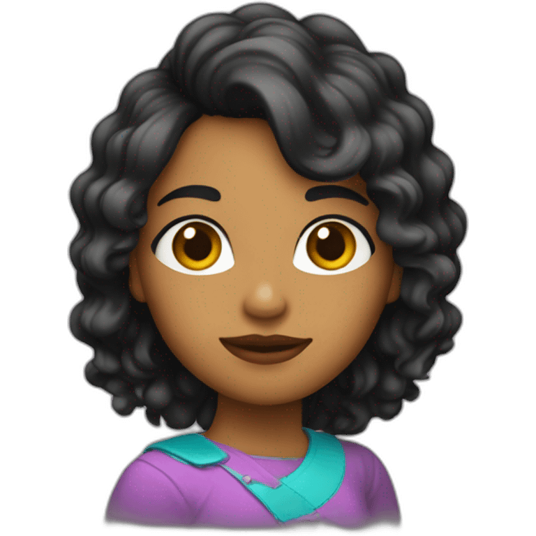 chica con pelo ondulado de color negro emoji