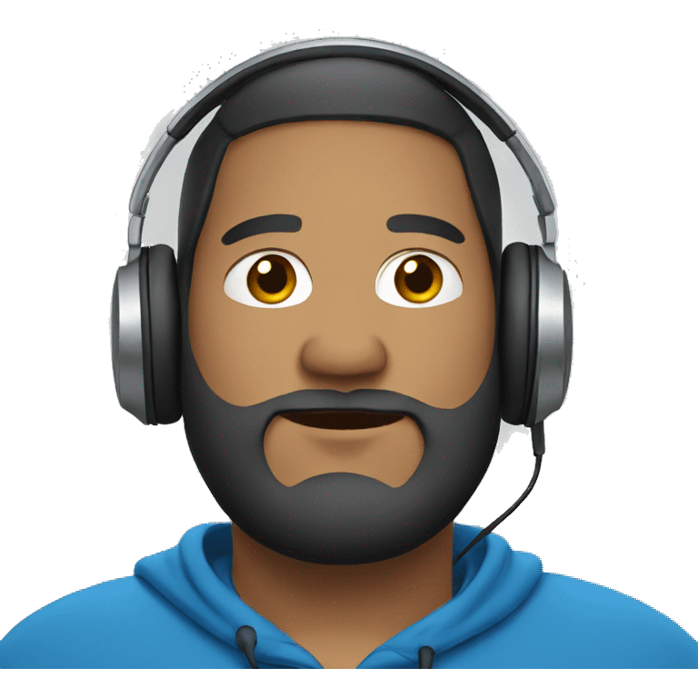 fat guy wearing headphones with blue hoodie and beard emoji