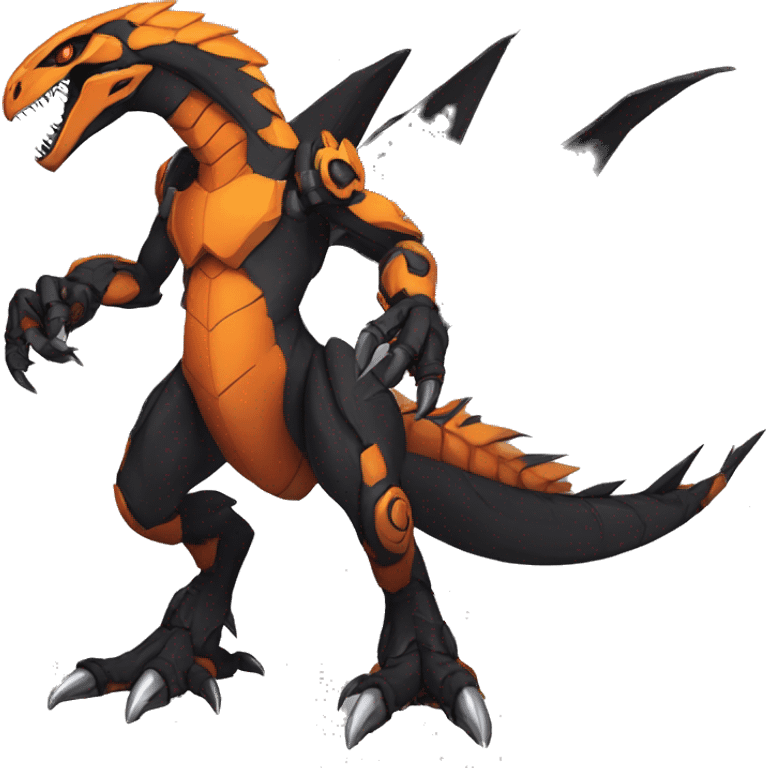  Cool Edgy Black Orange Digimon-Fakemon-Guilmon-Velociraptor-Dragon-Mecha full body emoji