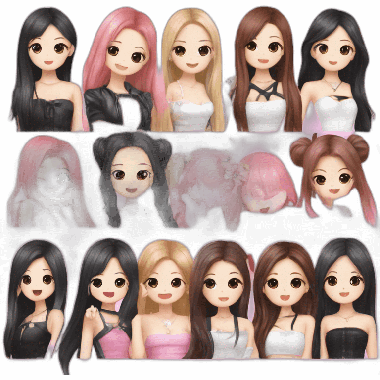 blackpink-lisa-rosé-jennie-jisoo-four asian girls-cute-kpop emoji