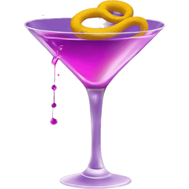 a snake coiling around a martini glass filled with purple-red liquid emoji