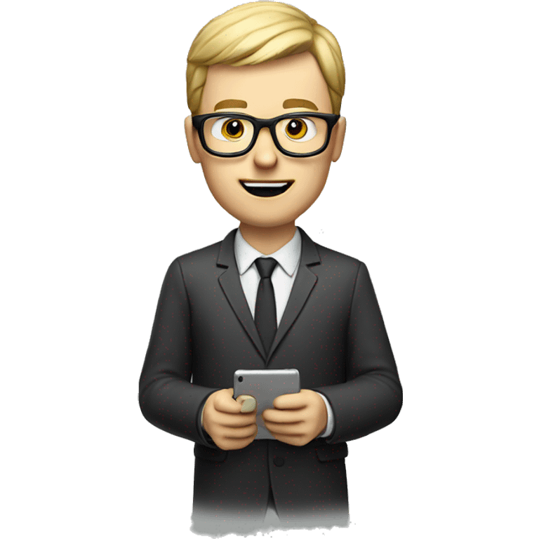 White man with glasses playing video game on ipad emoji