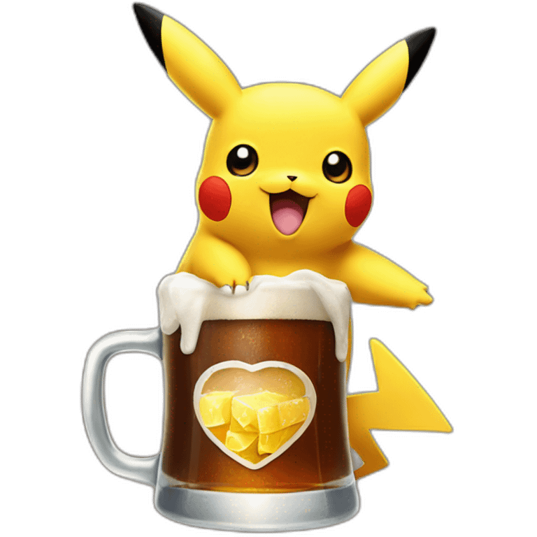 Pikachu boit une bière emoji