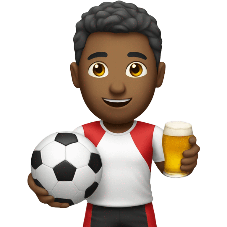 Man with beer playing soccer emoji