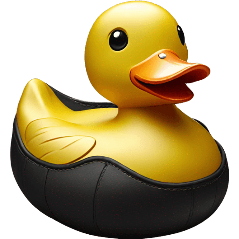 rubber duck with gold accents made out of luxury leather emoji