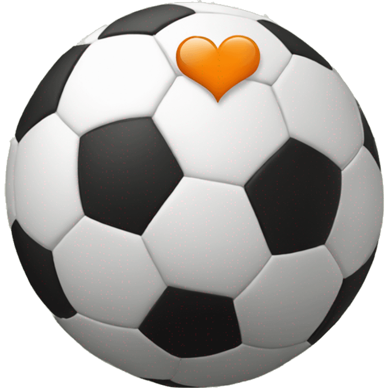 Soccer bal with oranje heart  emoji