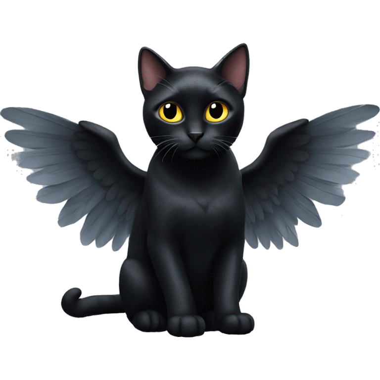 Black cat with angel wings  emoji