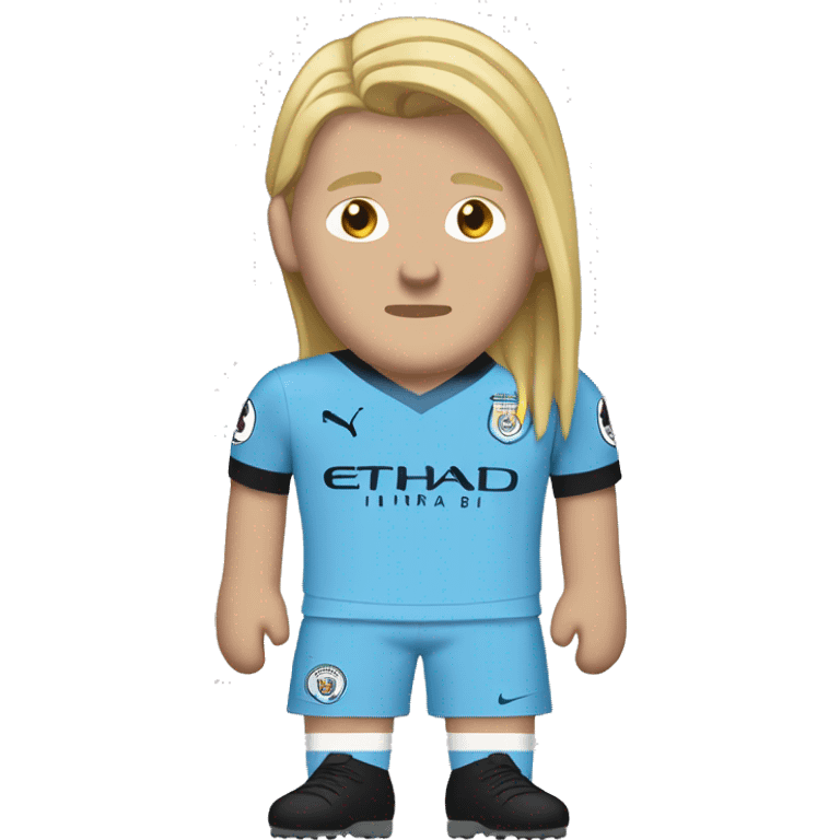 Erling Haaland full body with long hair in a Manchester city jersey emoji