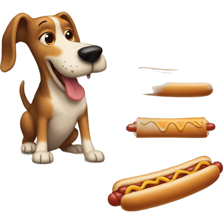 Dog eating a hotdog emoji