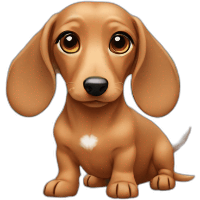 A fawn colored dachshund with two angel wings emoji