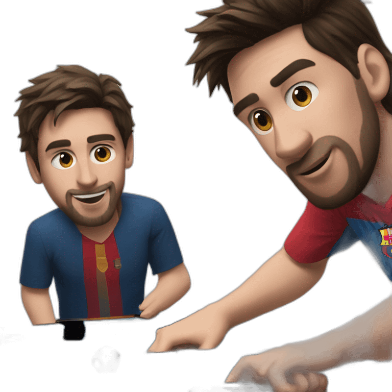 Messi and Rolando playing pool emoji