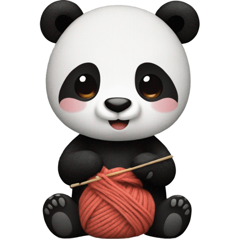 panda knitting emoji