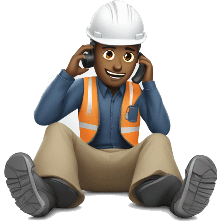  Engineer while talking over phone has fall on ground emoji