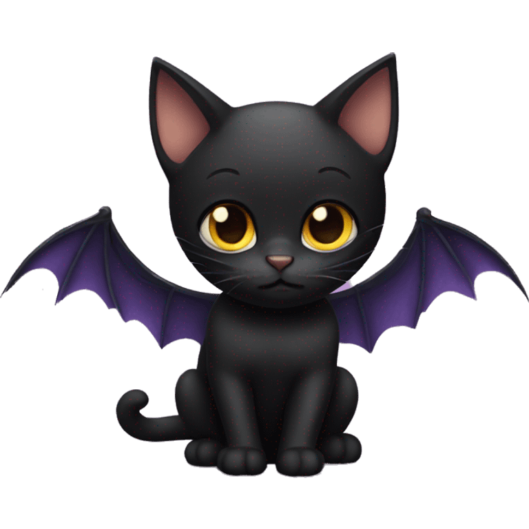 black cat with bat wings emoji