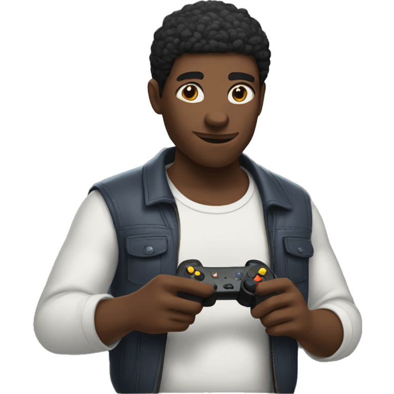 black man playing video games  emoji