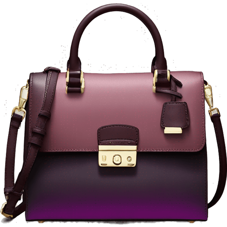 Realistic isolated dark plum to dark wine color ombre Michael Kors satchel purse.  emoji