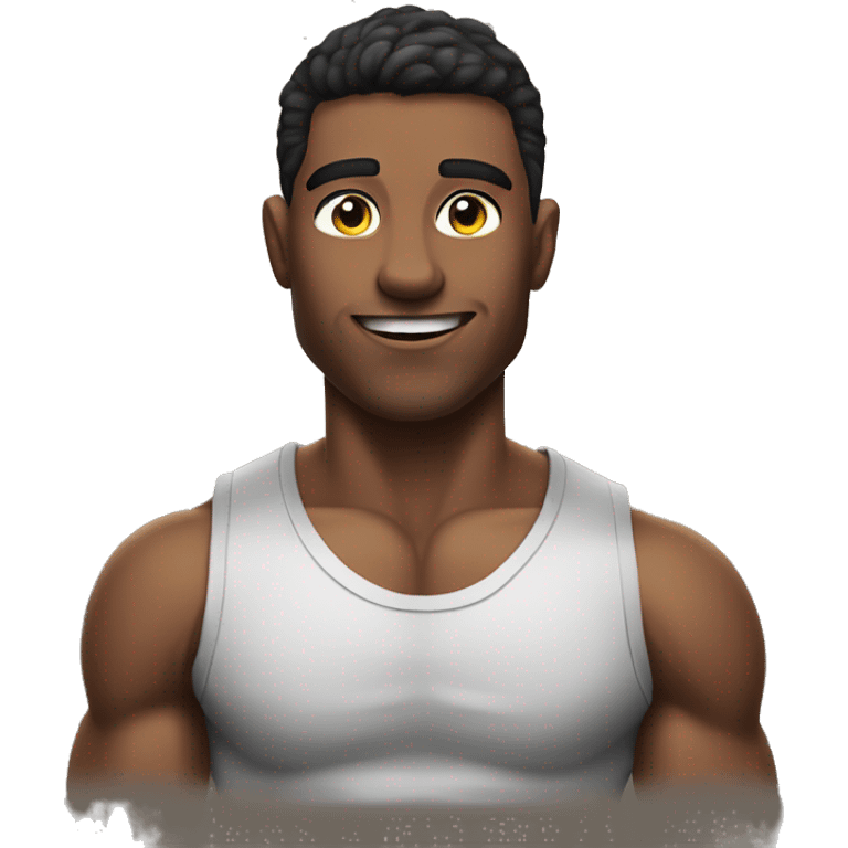 muscular young man portrait saying “BESTO FRIENDO” emoji