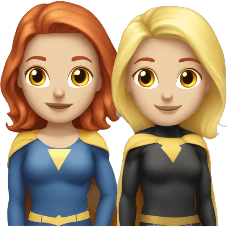 Caucasian Superhero Female Duo redhead female and  blonde female emoji